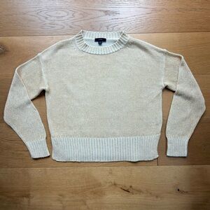 J.Crew Relaxed Cotton-Linen Blend Beach Sweater Beige Shimmer White Women’s XS